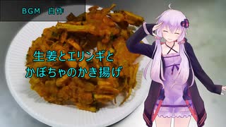 [VOICEROIDキッチン]生姜とエリンギとかぼちゃのかき揚げ[ゆかりの料理記録]