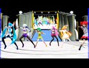MMD、テト、ミク、ハク、ルカ、グミ、リン、計6人、で、エンウ``ィキャットウオーク