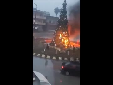 ホモと見るクリスマスツリーに火を付けるイスラム教徒