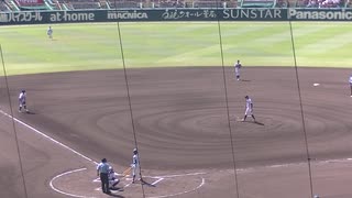 田中 拓朗くん登板〜目黒 亜門くんにヒット打たれるが生田目 奏 くんをゲッツーに仕留める（2024年8月9日 甲子園1回戦 花咲徳栄 対 新潟産業大付）