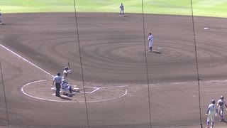 花咲徳栄 石塚裕惺くんをサードゴロに打ち取る新潟産大付 田中 拓朗くん（2024年8月9日 甲子園1回戦 花咲徳栄 対 新潟産業大付）