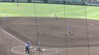 花咲徳栄 田島 蓮夢くんセカンドゴロのあと横山翔也くんが死球で出塁（2024年8月9日 甲子園1回戦 花咲徳栄 対 新潟産業大付）