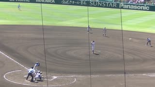 新潟産大付 田中 拓朗くんランナー出すも田端太貴くん三振 上原堆我くん遊ゴロに抑える（2024年8月9日 甲子園1回戦 花咲徳栄 対 新潟産業大付）