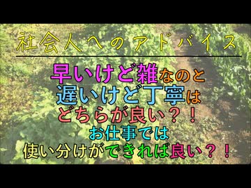 早いけど雑なのと遅いけど丁寧はどちらが良い？！お仕事では使い分けができれば良い？！