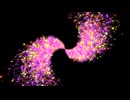 A vortex of purple and yellow particles swirls in a mesmerizing display.新納隆