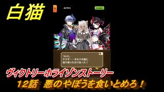 白猫　ヴィクトリーホライゾンストーリー　１２話　悪のやぼうを食いとめろ！　ガチャキャラ　シロー（槍）クロカ（輝剣）カモメ（鎖剣）　＃１９　【白猫プロジェクト】
