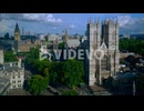 Aerial view of London including Westminster Abbey and Big Ben