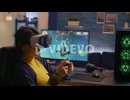 Winner gamer wearing virtual reality goggles