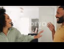 Gaming, virtual reality and couple with headset