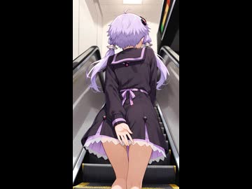 結月ゆかりさんがエスカレーターに乗ってた