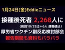 厚労省ワクチン分科会検討部会１月２４日分（修正・再）　コロナワクチン接種後死者前回比＋6人の2,268人！？　資料内の反映データの期間はバラバラ　参加委員の先生たちのメーカーからの寄付金受領をチェック
