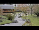 Traditional ceremony tea house in the Japanese garden - wide angle