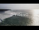 Uluwatu bali island surf famous spot destination aerial view at sunrise with huge ocean waves