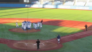 大島正樹を打ち取る青学 優勝 喜ぶ選手たち＜明治神宮大会 決勝 青学 対 創価大 2024年11月25日＞