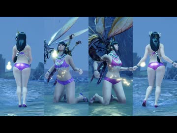 【MHR:SB リョナ】ヒノエミノトロング 菫&桃水着 麻痺 密林夜