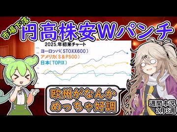 日米株安円高ダブルパンチ　欧州市場は好調ってなんで？【ずんだもん解説】【市況】