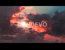 cumulus clouds and sun that shines at sunrise or sunset moving across the blue sky