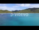 Aerial view of boats anchored on the coast of sunny St Thomas,Virgin islands, USA