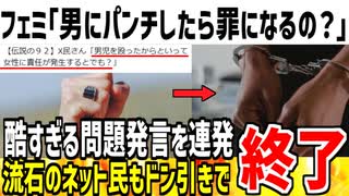 【悲報】ツイフェミ「男にパンチしたら責任取らないといけないの？」→逮捕されて当然と即論破されてしまう...