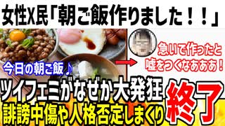 女性X民「急いでるけど朝ごはん作りました！」→なぜかツイフェミ界隈が大発狂してしまう...
