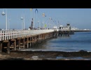 California Santa Cruz Pier With Flags And Waves