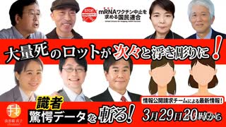 アーカイブ　３/２９ ２０時〜 生配信分　同じロットで７０９人亡くなっていた！？驚愕の被害実態が情報開示請求で次々と明らかになる 識者緊急集合