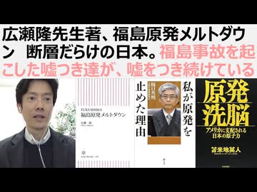 【脱原発洗脳】広瀬隆先生著、福島原発メルトダウン　断層だらけの日本。福島事故を起こした嘘つき達が嘘をつき続けている　旧型原発は安全保障上もリスク　エネルギー効率を上げ最終エネルギー消費は２割減少