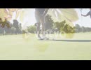 Animation of trees over caucasian male golf players on golf course