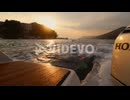 Beautiful sunset shot from a running boat