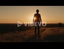 Slender woman silhouette in the setting sun