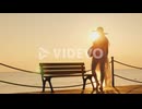 A Lone Silhouette Of A Slender Young Girl In Developing Clothes And A Stylish Hat On A Sea Pier Near