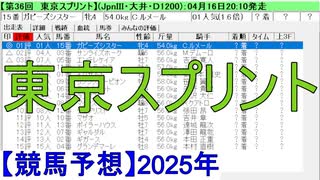 【競馬予想】2025「東京スプリント(JpnⅢ)」