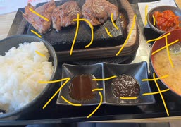 肉のエサカ　ランチ　三日月　リブロースステーキ　　ハッピーアワー　紅生姜　サワー