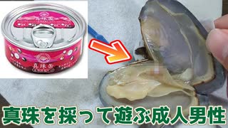 【サブチャン】貝の中から真珠が出てくる缶詰で遊ぶ成人男性(23)【実写】