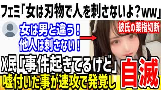 【嘘松】ツイフェミ「女は他の人に刃物で危害加えたりしない」→速攻で論破され完全敗北の模様...