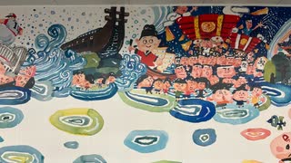 近鉄　藤井寺　入り口　壁画　面白い