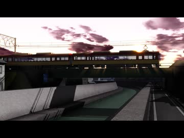 MMD鉄道で朝焼けの京阪電鉄