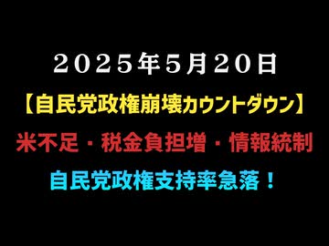【自民党政権崩壊カウントダウン】◆米不足・税金負担増・情報統制…自民党政権支持率急落！