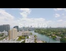 Luxury residences and apartment buildings along river