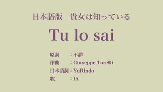 貴女は知っている Tu lo sai 日本語訳詞 【IA】