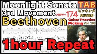 【練習TAB】ベートーヴェン「月光」 Beethoven メタルバージョン - Moonlight Sonata 3rd Movement Guitar TAB Electric Guitar