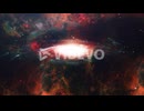 a rotating galaxy with a nebula foreground