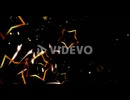 Animation of gold stars with christmas and new year fireworks on night sky