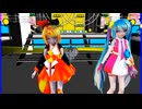 MMD、リン、ミク、計2人、で、NEVERCROSSU