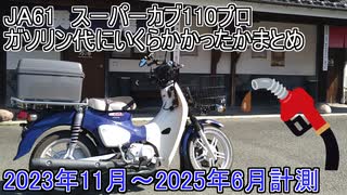 [JA61]ガソリン代にいくらかかったかの集計報告(カブ110プロ)
