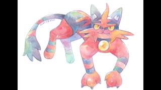【透明水彩】ニャヒート描いてみた