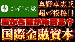 20250709_2025年7月9日《国際金融資本》【ごぼうの党党首、奥野卓志氏がYouTube出演】　#noborder
