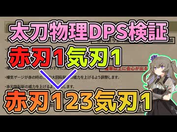 アプデ後の太刀コンボの物理DPS検証[赤刃斬り・赤刃ループ]