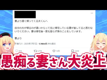 妻が夫を論破「妻が楽してると思わないで！」→大炎上してしまう・・・。