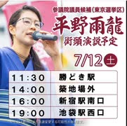参院選（東京選挙区）平野雨龍 (うりゅう)  決死の覚悟を淡々と吐露 2025/7/12 池袋駅西口 （まほろばジャパン04）